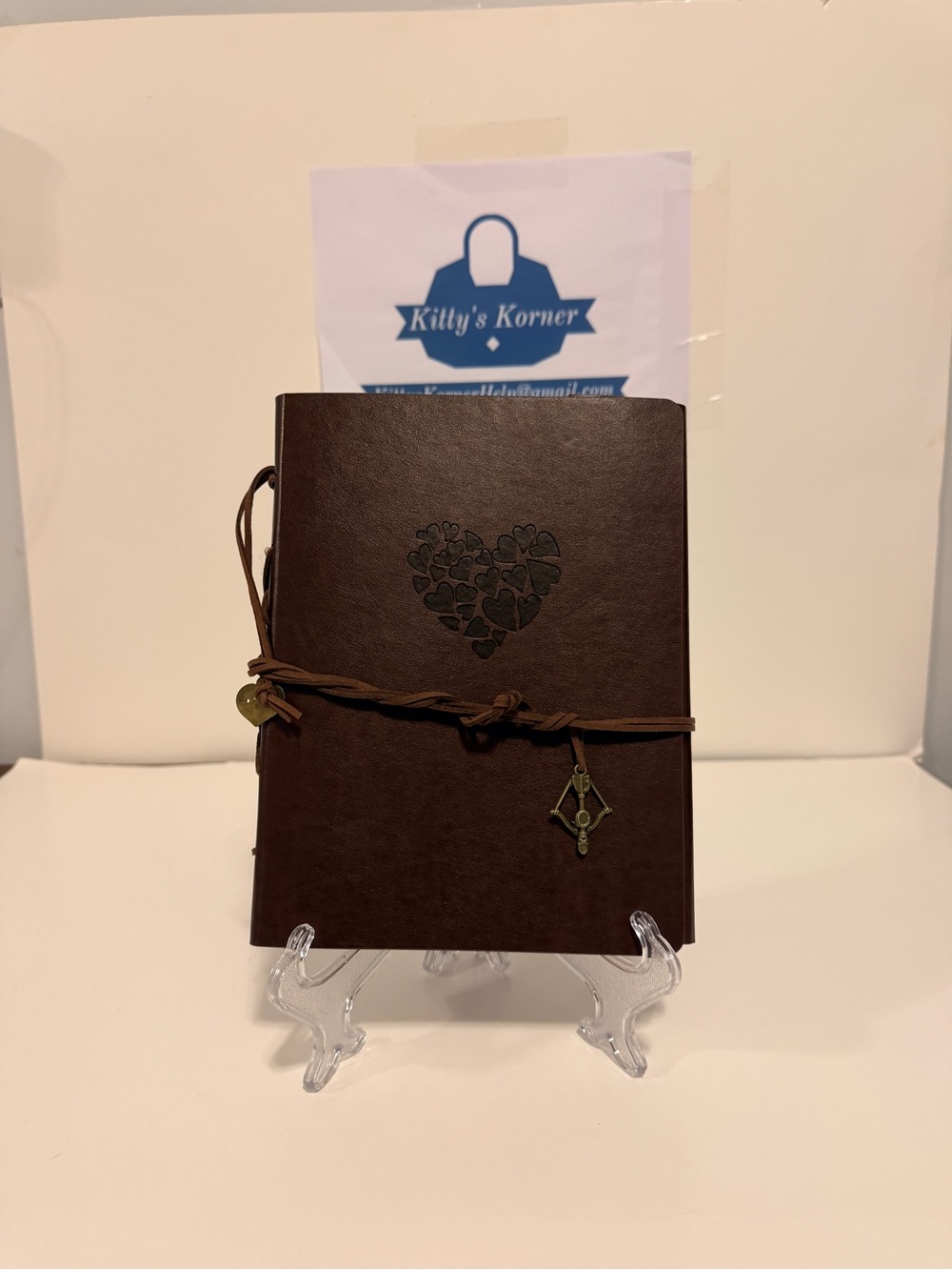 NWOT ThxMadam Vintage Brown Leather Embossed Heart Journal/Sketch/Notebook